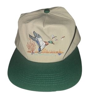 Mallard Duck Snapback Hat Hunting Cap Embroidered Ducks Outdoors Tan Green